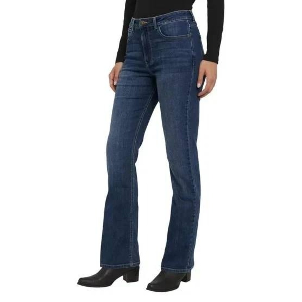 WRANGLER High-Rise Bootcut Jeans Sz 27‎ Dk Blue Stretch Denim Flare Wide Leg NWT